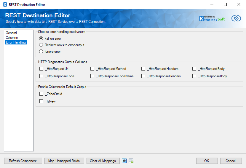 SSIS Zoho CRM Destination Component - Error Handling